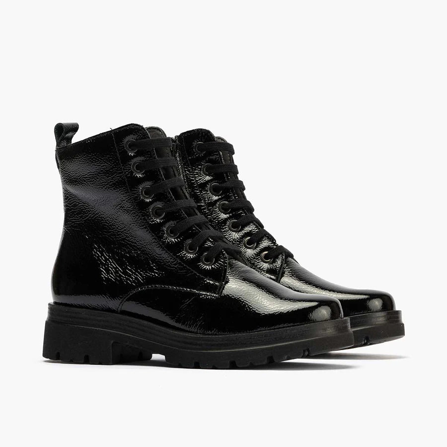 Bota Militar en Charol Negro Pitillos